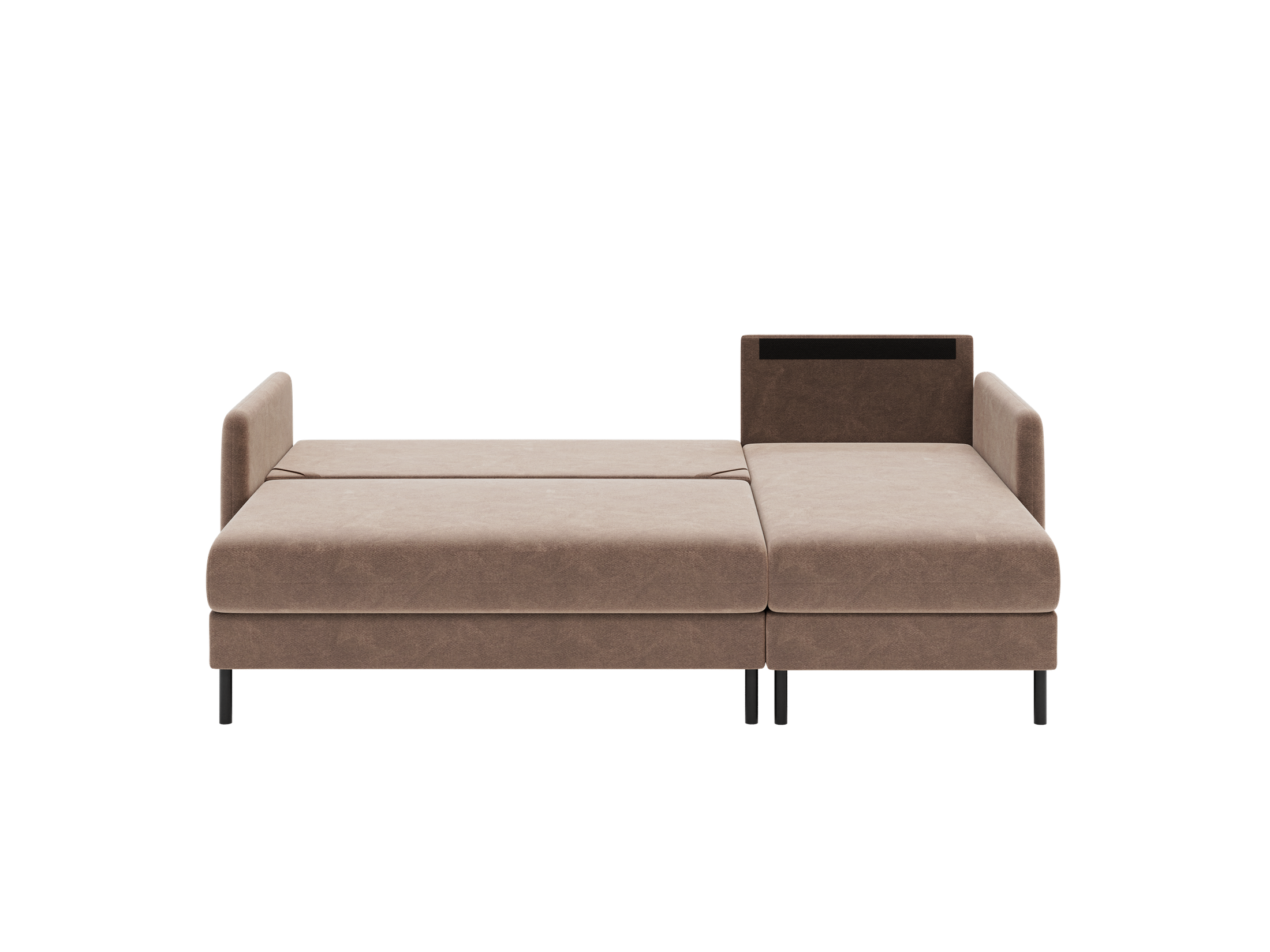 Bellari L-förmiges Ecksofa, universelle Seite mit Schlaffunktion und Bettkasten, Bezug aus Seal-Gewebe, Samt