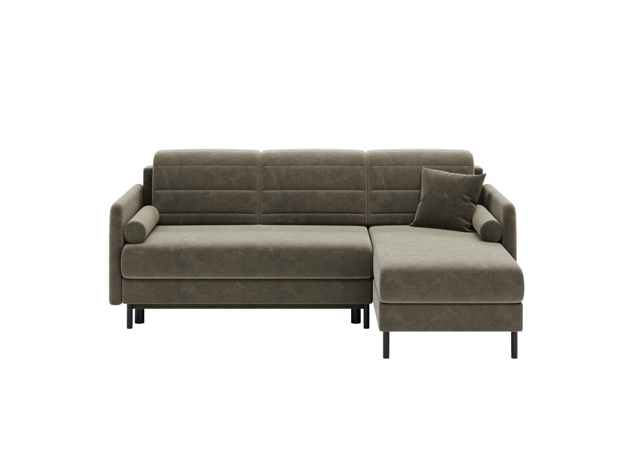 Bellari L-förmiges Ecksofa, universelle Seite mit Schlaffunktion und Bettkasten, Bezug aus Seal-Gewebe, Samt