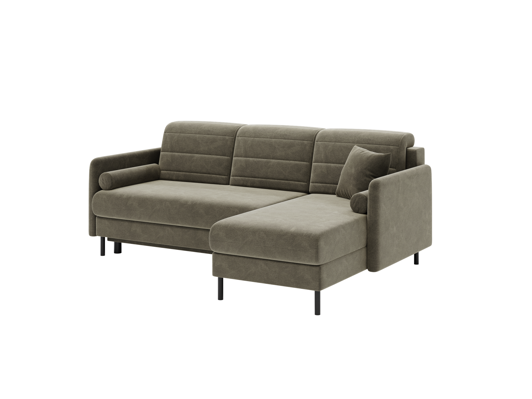 Bellari L-förmiges Ecksofa, universelle Seite mit Schlaffunktion und Bettkasten, Bezug aus Seal-Gewebe, Samt