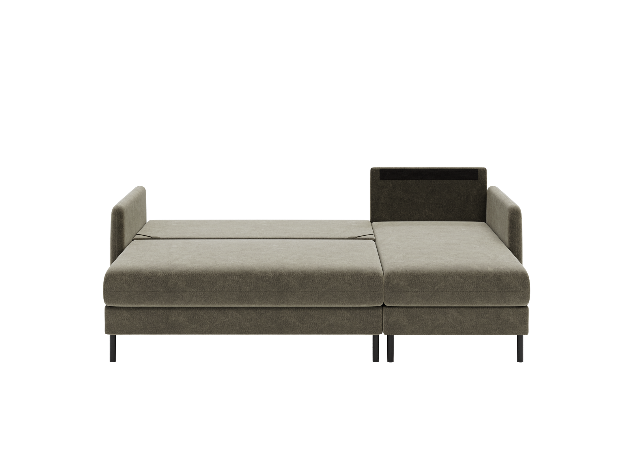 Bellari L-förmiges Ecksofa, universelle Seite mit Schlaffunktion und Bettkasten, Bezug aus Seal-Gewebe, Samt