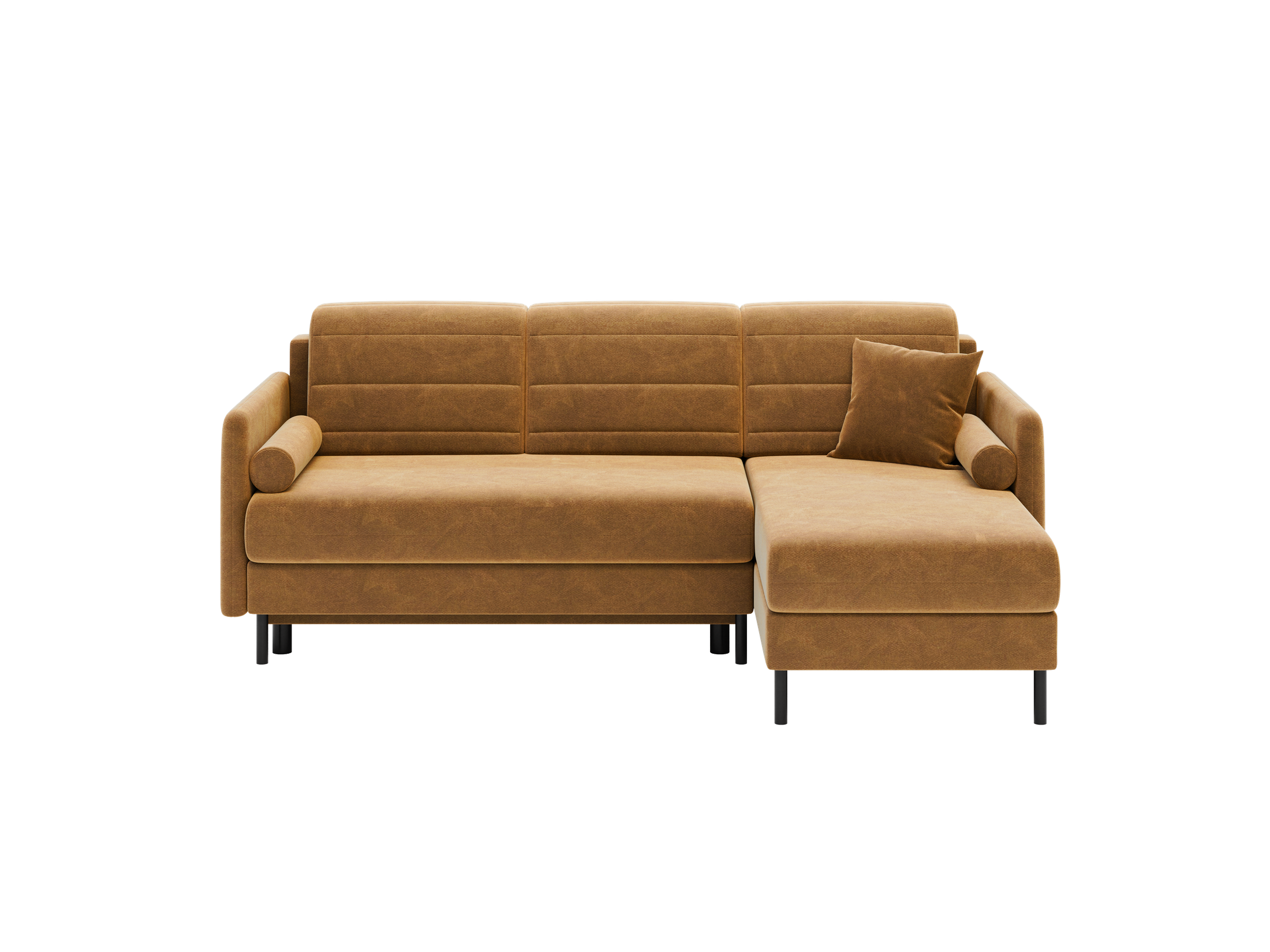 Bellari L-förmiges Ecksofa, universelle Seite mit Schlaffunktion und Bettkasten, Bezug aus Seal-Gewebe, Samt