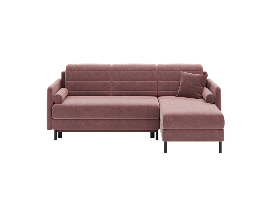 Bellari L-förmiges Ecksofa, universelle Seite mit Schlaffunktion und Bettkasten, Bezug aus Seal-Gewebe, Samt