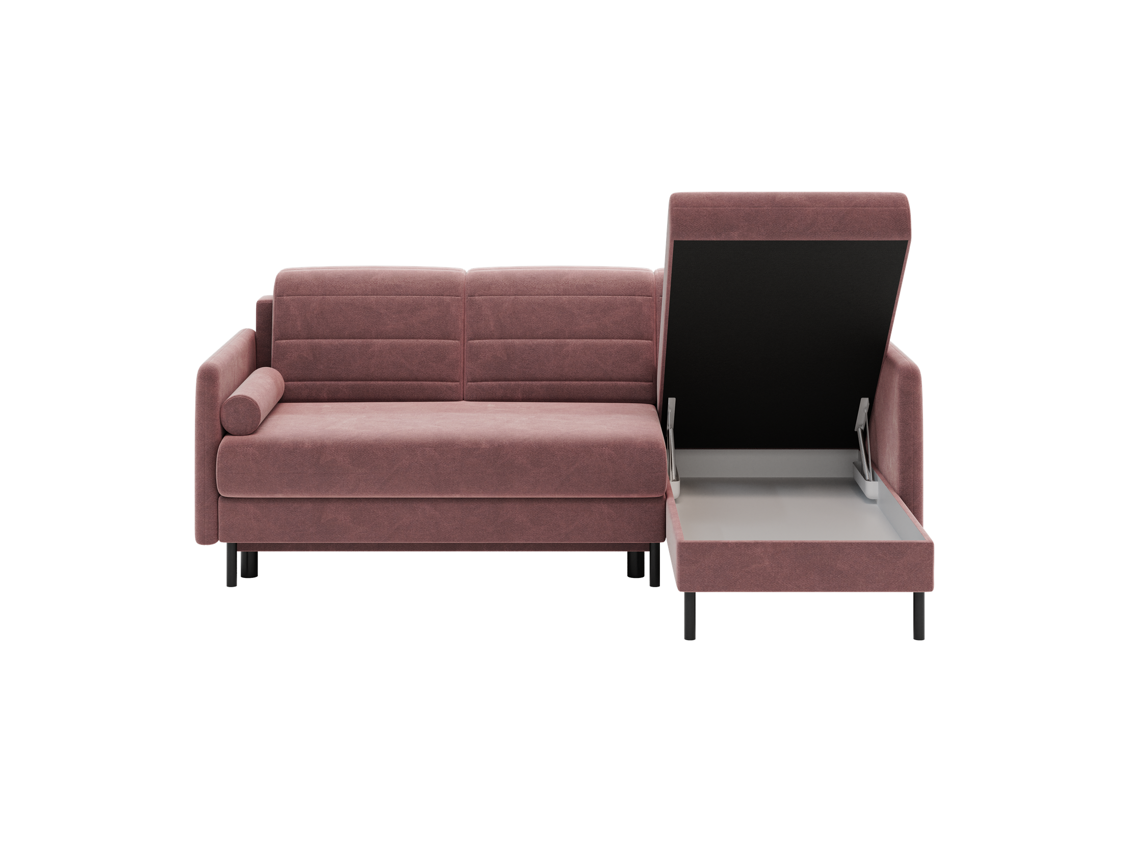 Bellari L-förmiges Ecksofa, universelle Seite mit Schlaffunktion und Bettkasten, Bezug aus Seal-Gewebe, Samt