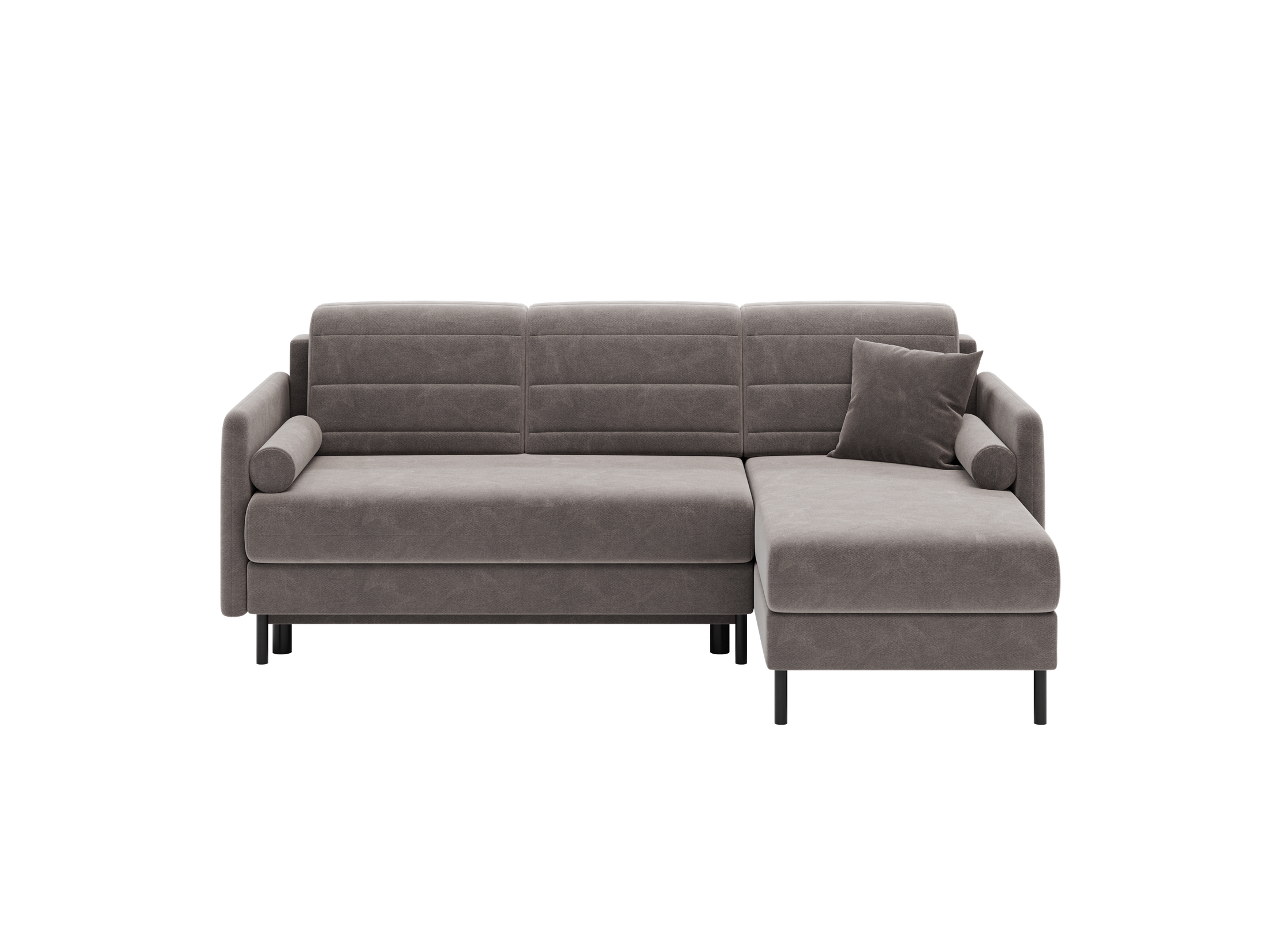 Bellari L-förmiges Ecksofa, universelle Seite mit Schlaffunktion und Bettkasten, Bezug aus Seal-Gewebe, Samt