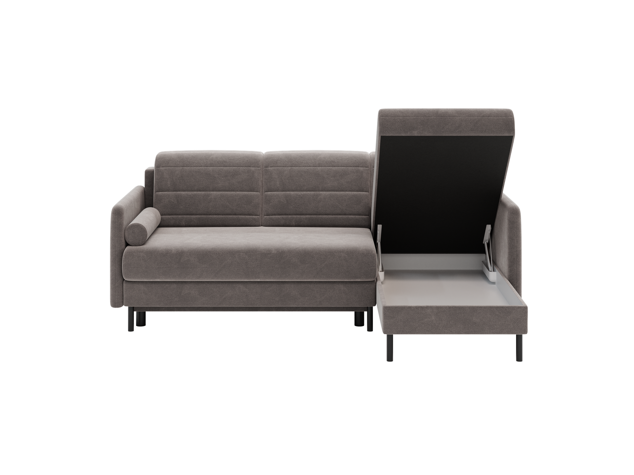 Bellari L-förmiges Ecksofa, universelle Seite mit Schlaffunktion und Bettkasten, Bezug aus Seal-Gewebe, Samt