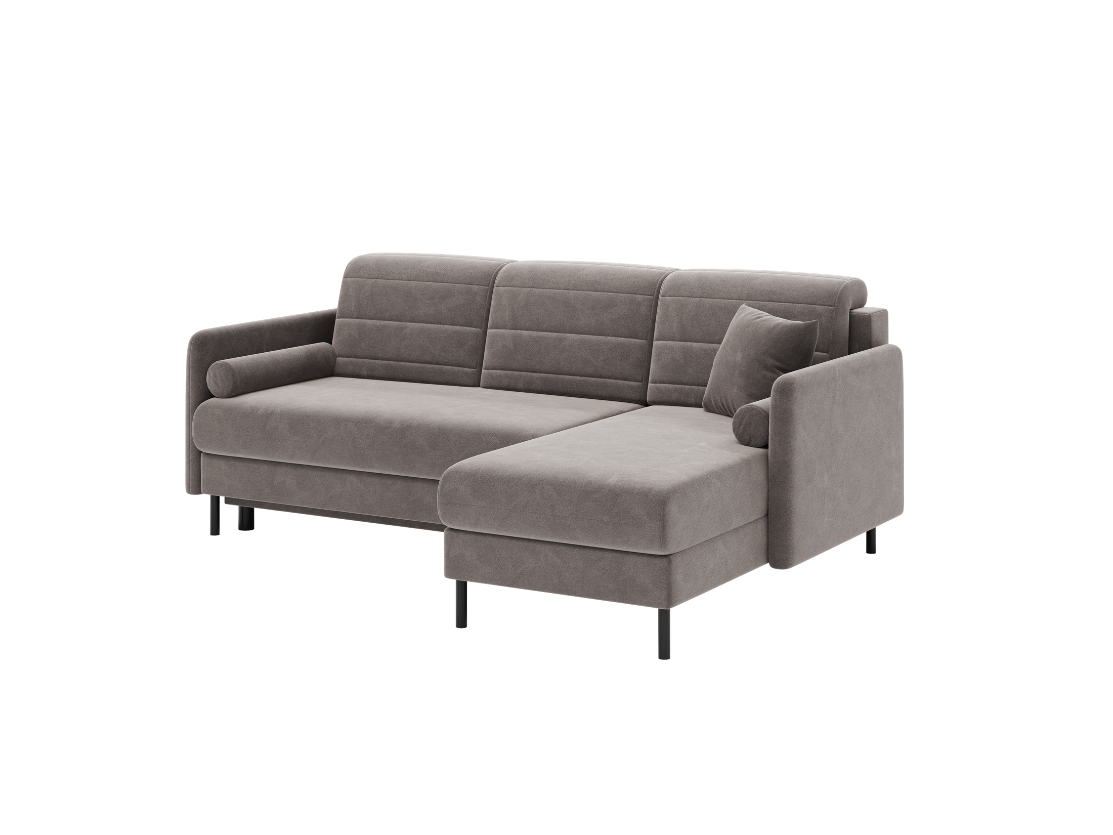 Narożnik Bellari L- kształtny uniwersalna strona z funkcja spania i pojemnikiem na pościel tkanina Seal welur