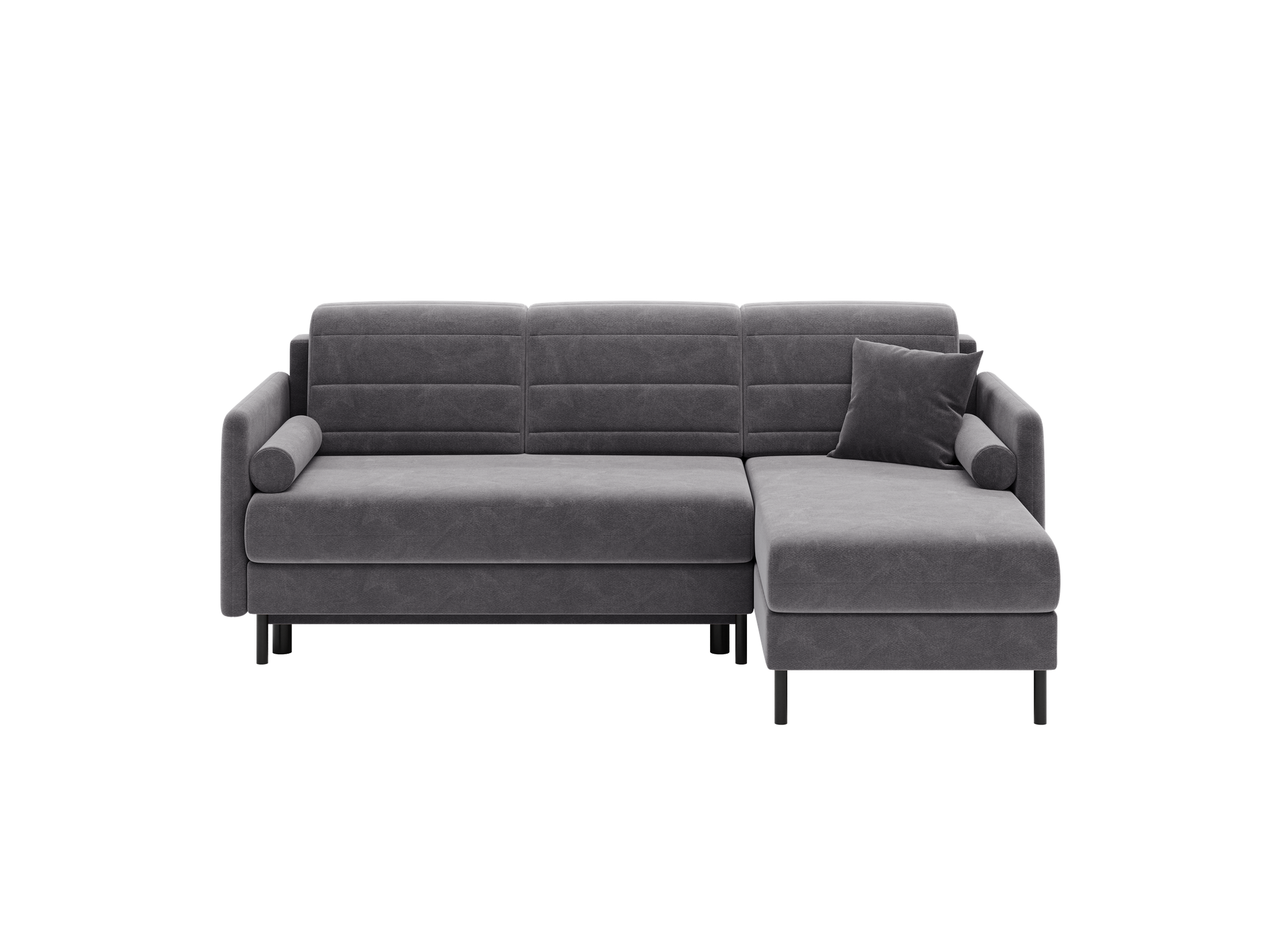 Bellari L-förmiges Ecksofa, universelle Seite mit Schlaffunktion und Bettkasten, Bezug aus Seal-Gewebe, Samt