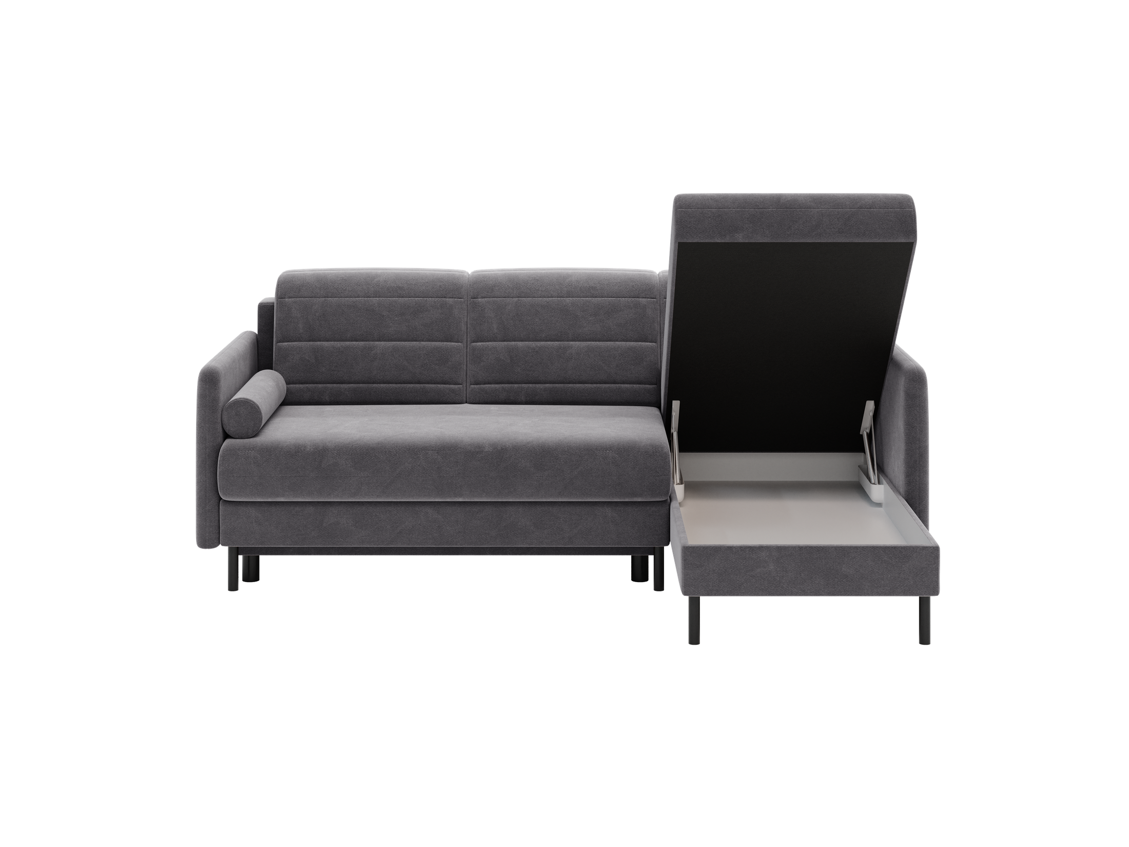 Bellari L-förmiges Ecksofa, universelle Seite mit Schlaffunktion und Bettkasten, Bezug aus Seal-Gewebe, Samt