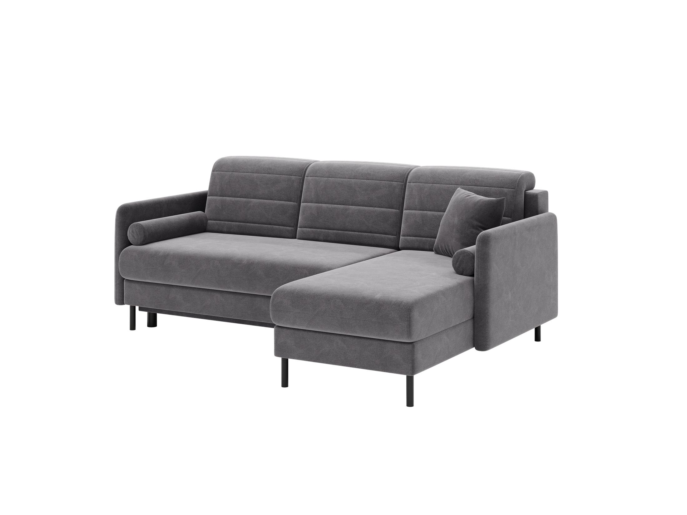 Bellari L-förmiges Ecksofa, universelle Seite mit Schlaffunktion und Bettkasten, Bezug aus Seal-Gewebe, Samt