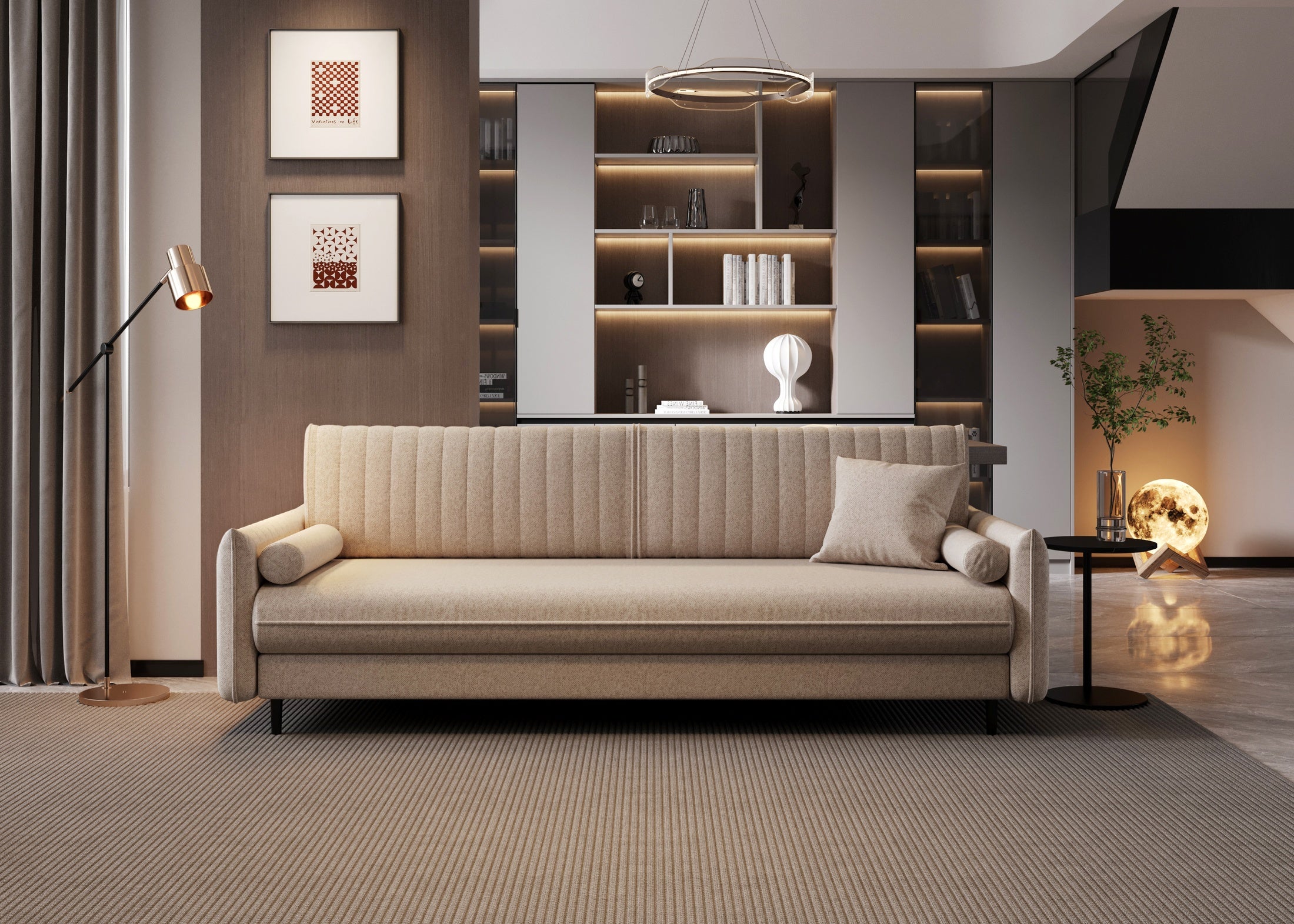 Bolivio 3R Dreisitzer-Schlafsofa – Stoffelement Samt