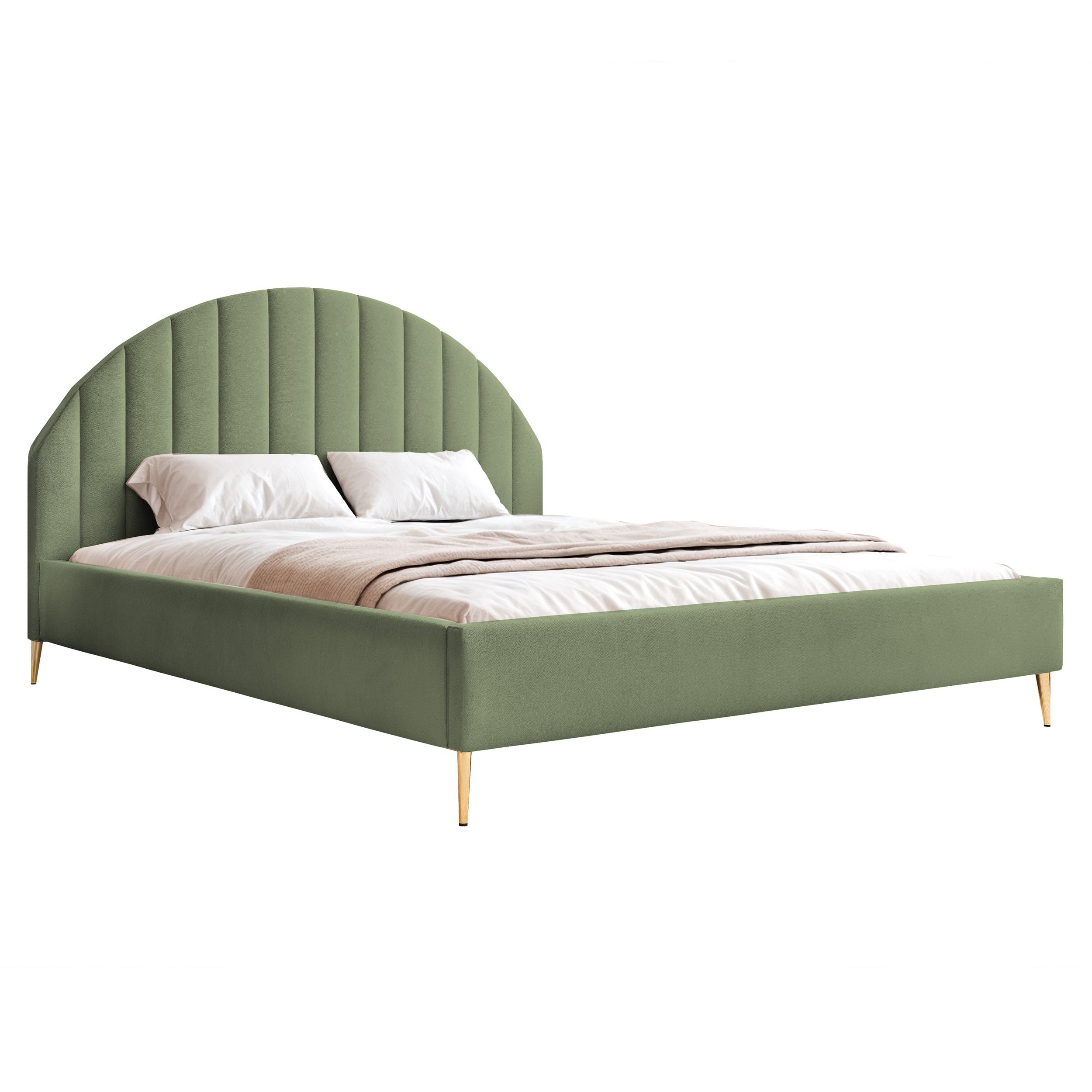 Polsterbett Camari 120/200x200, wasserabweisender Samtbezug, goldene Beine