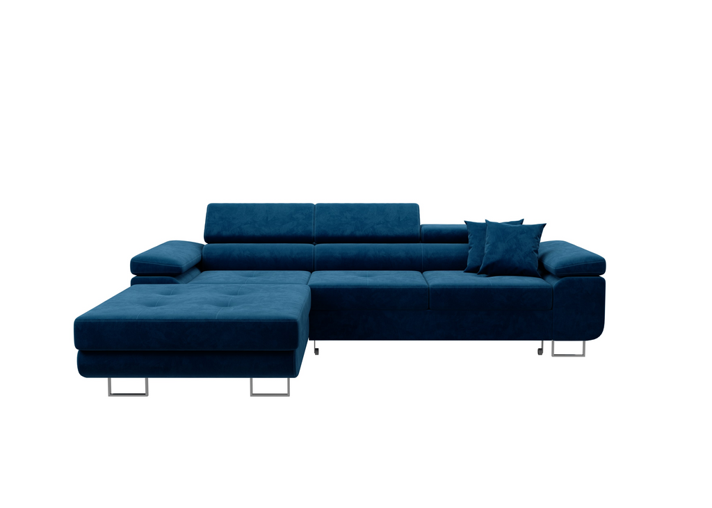 Volare L-förmiges Ecksofa mit Schlaffunktion und Stauraum, Kronos Samtbezug
