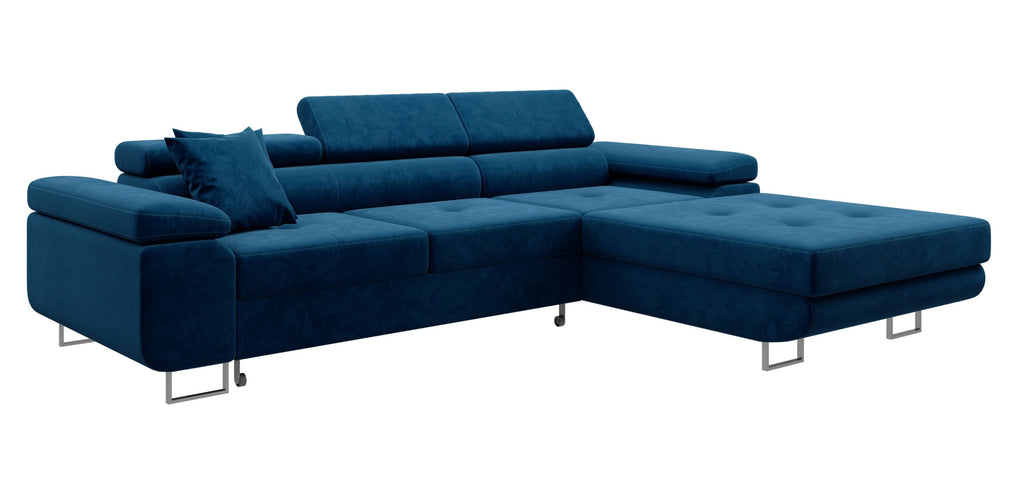 Volare L-förmiges Ecksofa mit Schlaffunktion und Stauraum, Kronos Samtbezug