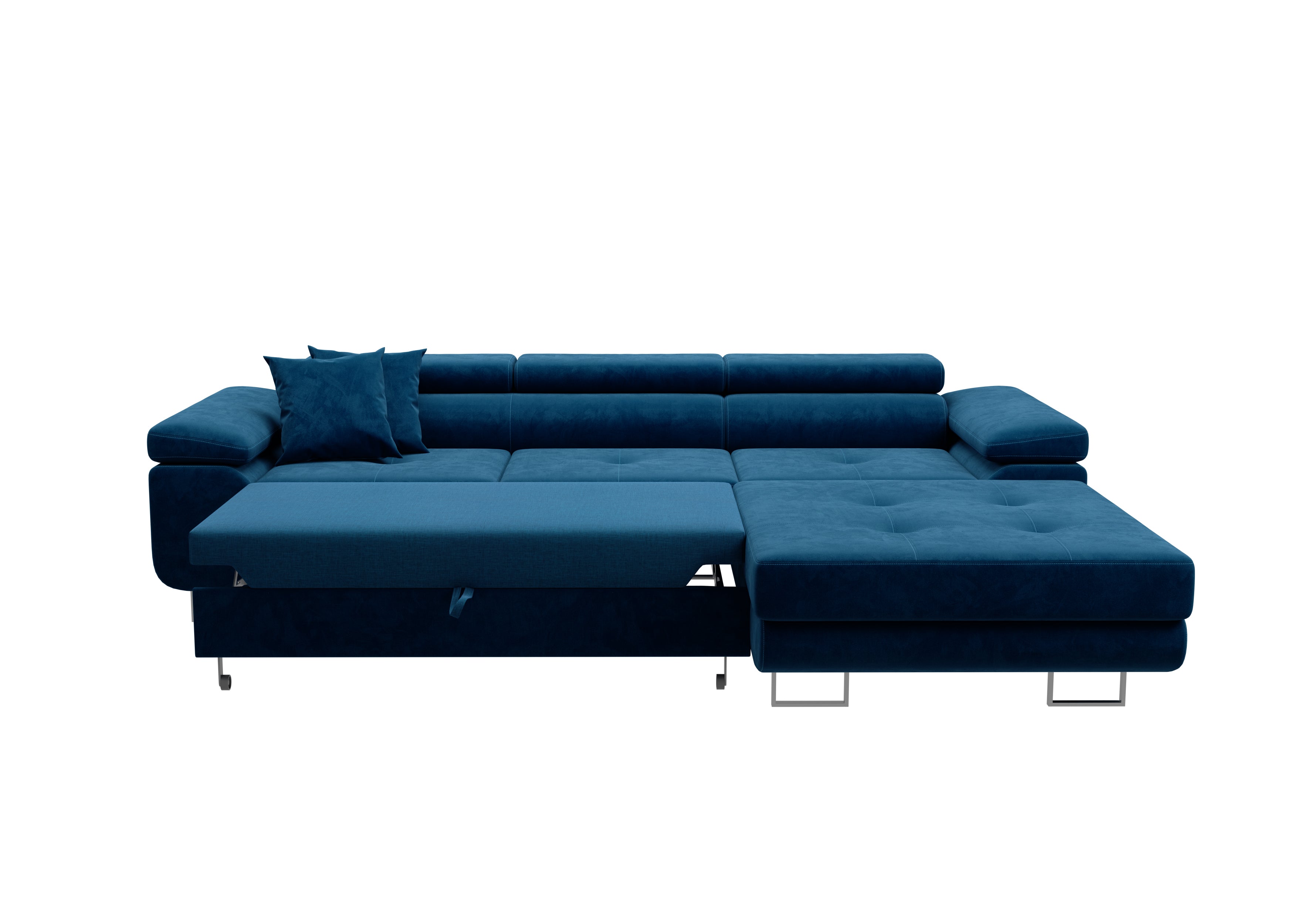 Volare L-förmiges Ecksofa mit Schlaffunktion und Stauraum, Kronos Samtbezug