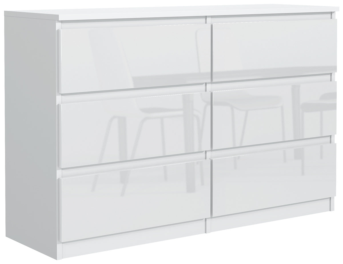 Origo Hochglanzkommode, 140 cm, 2 Farben. Farbe: Weiß Hochglanz