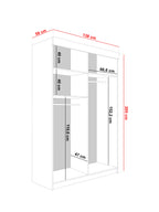 LAMARO 138 Kleiderschrank, 5 Farben, Spiegel 138 cm. Farbe: Weiß; Maße: 138 x 205 x 59 cm