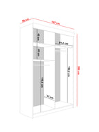 LAMARO 167 Kleiderschrank, 4 Farben, Spiegel 167 cm. Farbe: Weiß; Maße: 167 x 205 x 59 cm