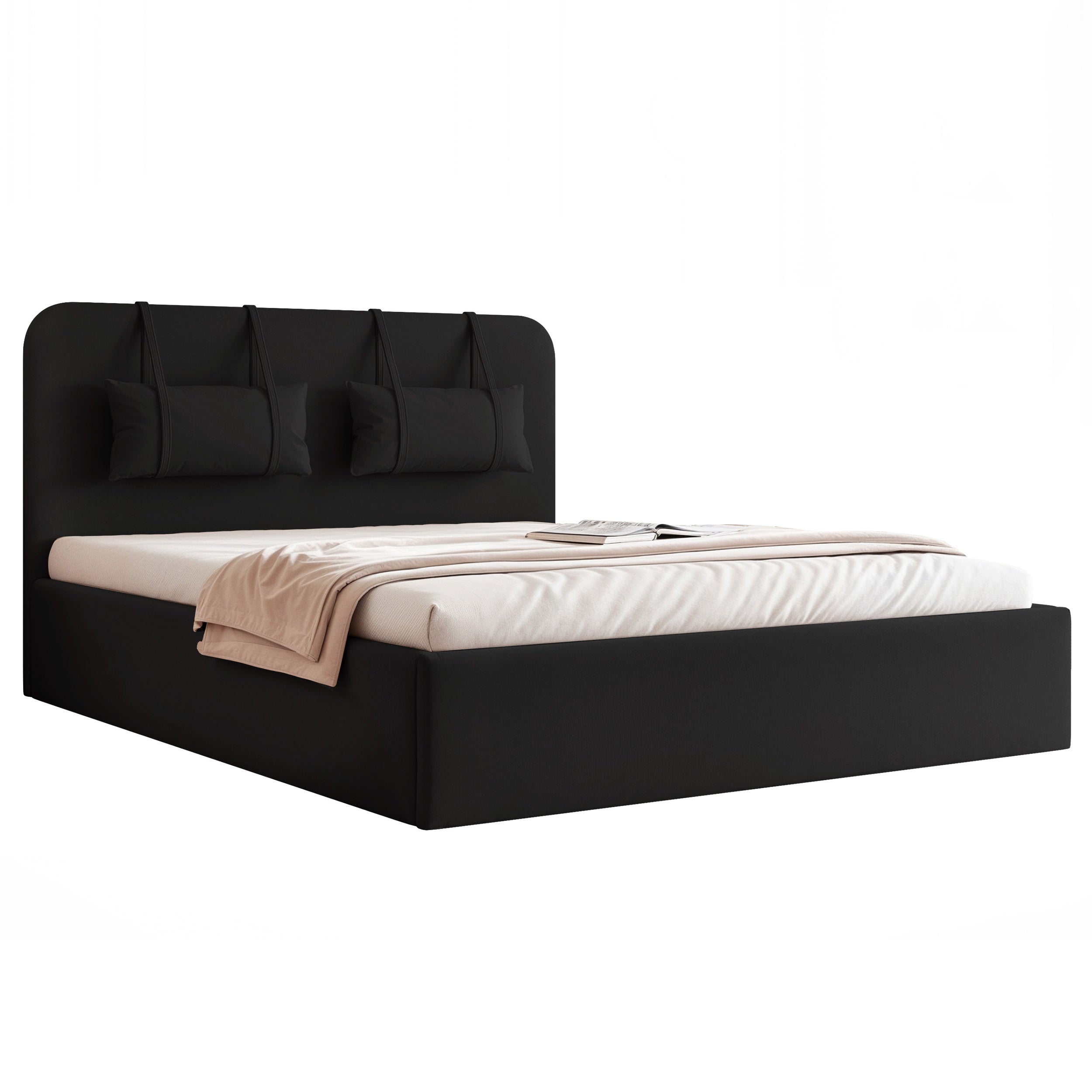 Lavira Polsterbett mit Bettkasten und höhenverstellbarem Metallrahmen