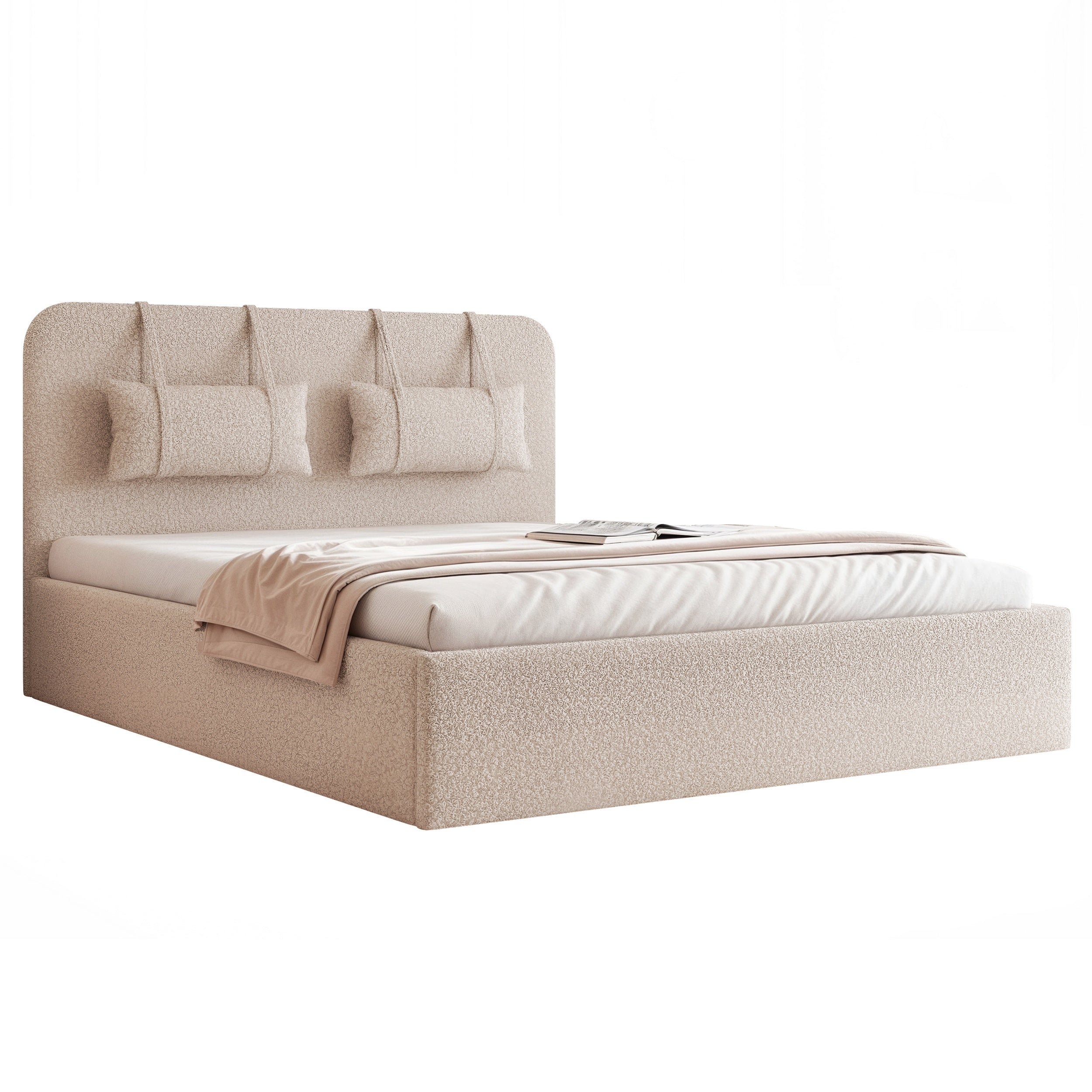 Lavira Polsterbett mit Bettkasten und höhenverstellbarem Metallrahmen