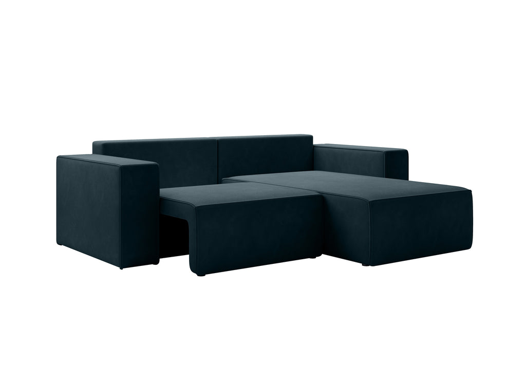 Lunari L-förmiges Ecksofa – mit Schlaffunktion und Bettkasten, Bezug aus magischem Samt