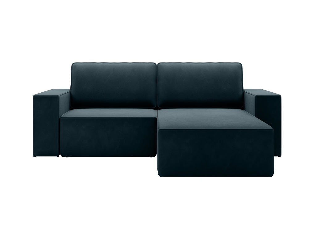 Lunari L-förmiges Ecksofa – mit Schlaffunktion und Bettkasten, Bezug aus magischem Samt