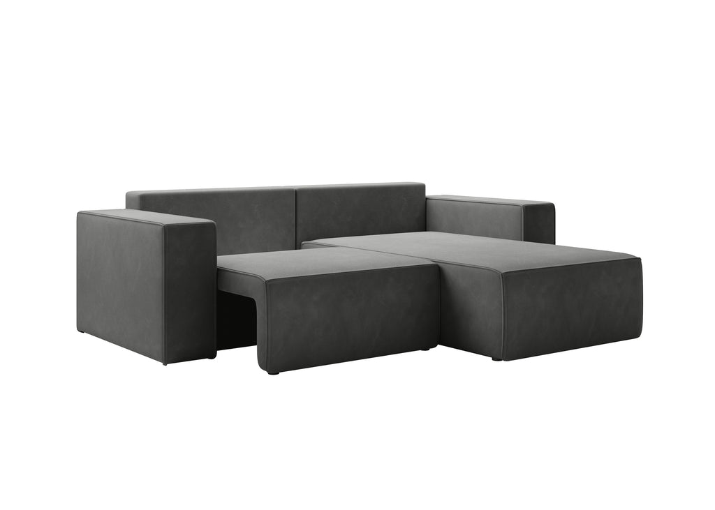 Lunari L-förmiges Ecksofa – mit Schlaffunktion und Bettkasten, Bezug aus magischem Samt