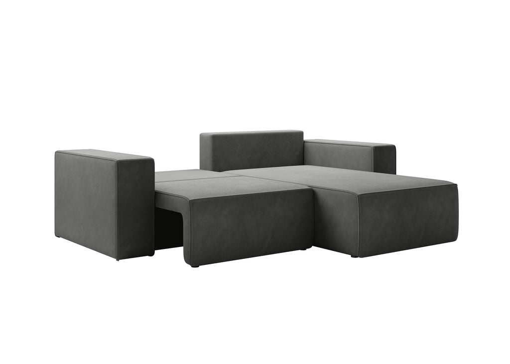 Lunari L-förmiges Ecksofa – mit Schlaffunktion und Bettkasten, Bezug aus magischem Samt