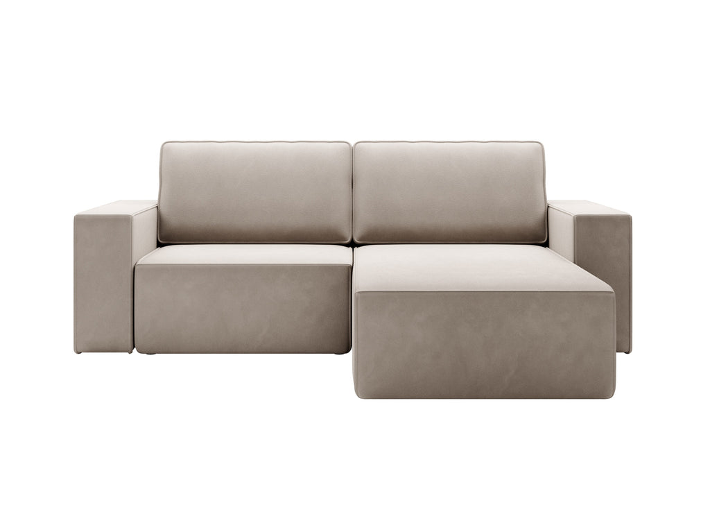 Lunari L-förmiges Ecksofa – mit Schlaffunktion und Bettkasten, Bezug aus magischem Samt