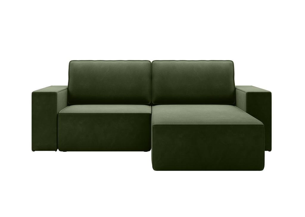 Lunari L-förmiges Ecksofa – mit Schlaffunktion und Bettkasten, Bezug aus magischem Samt