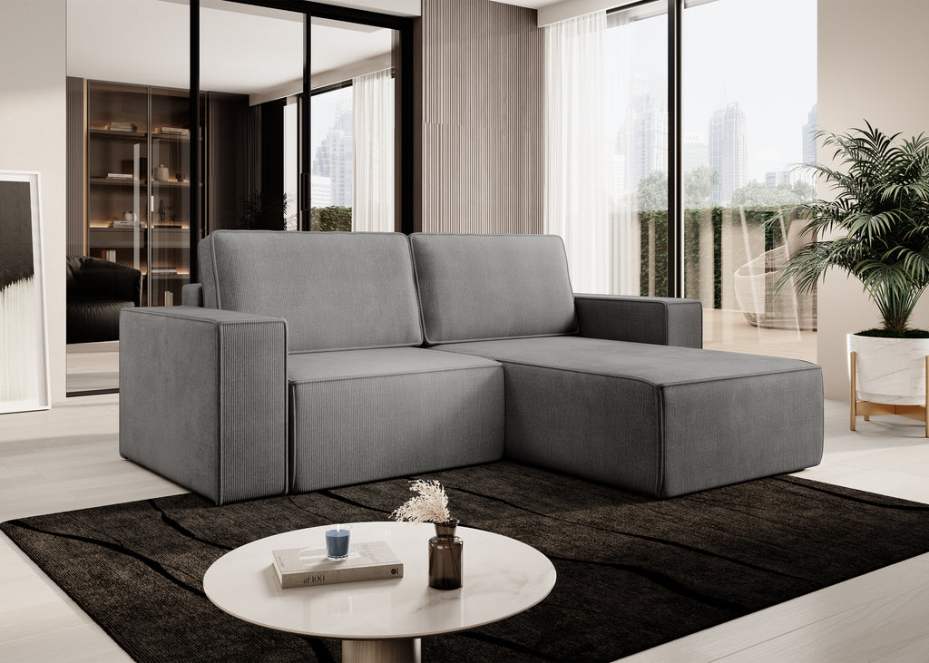 Lunari L-förmiges Ecksofa – mit Schlaffunktion und Bettkasten, Bezug aus Scala-Cord
