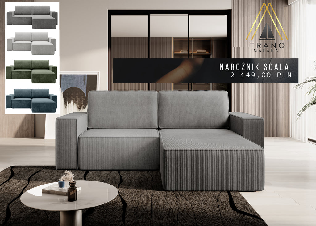 Lunari L-förmiges Ecksofa – mit Schlaffunktion und Bettkasten, Bezug aus Scala-Cord