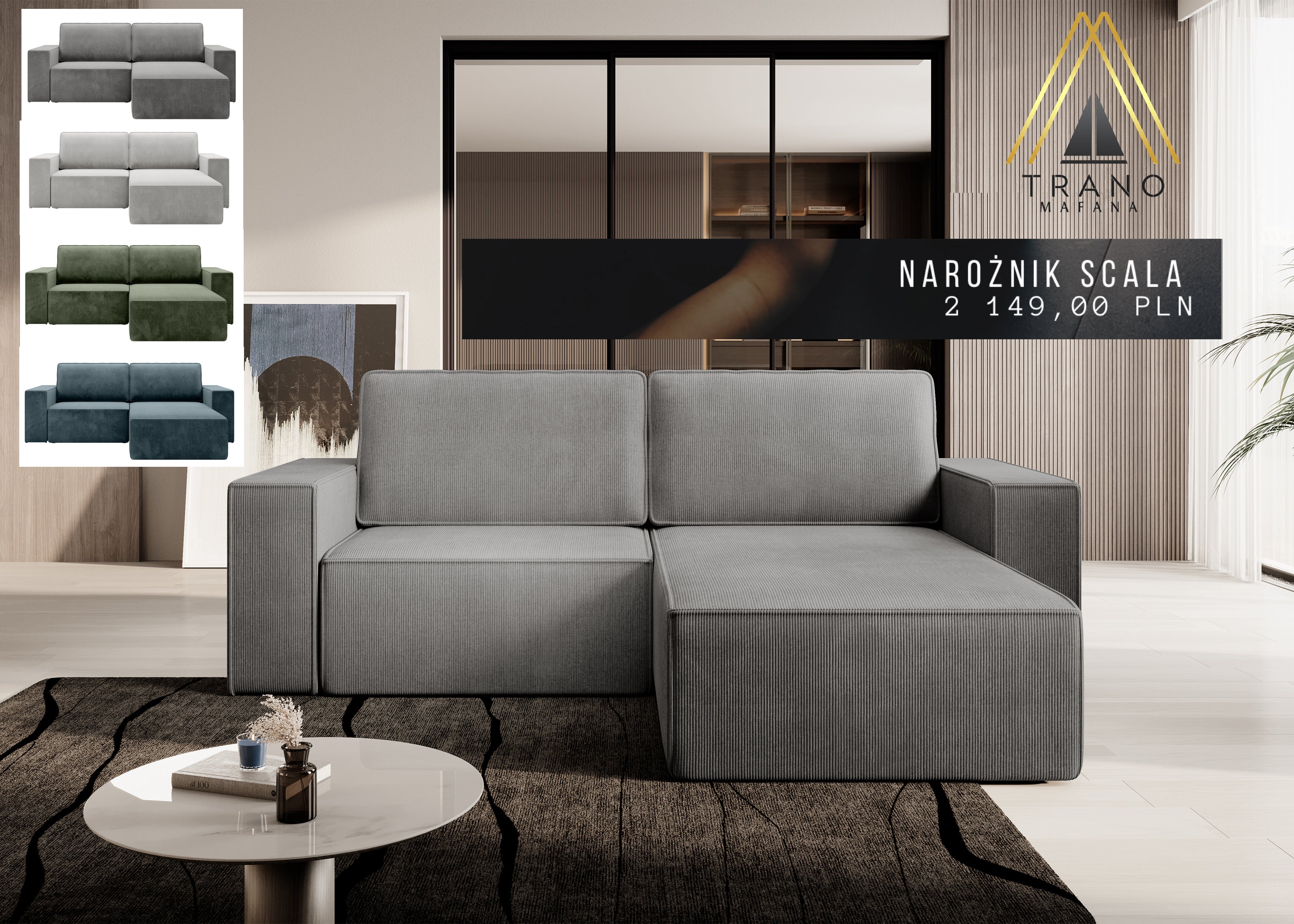 Lunari L-förmiges Ecksofa – mit Schlaffunktion und Bettkasten, Bezug aus Scala-Cord