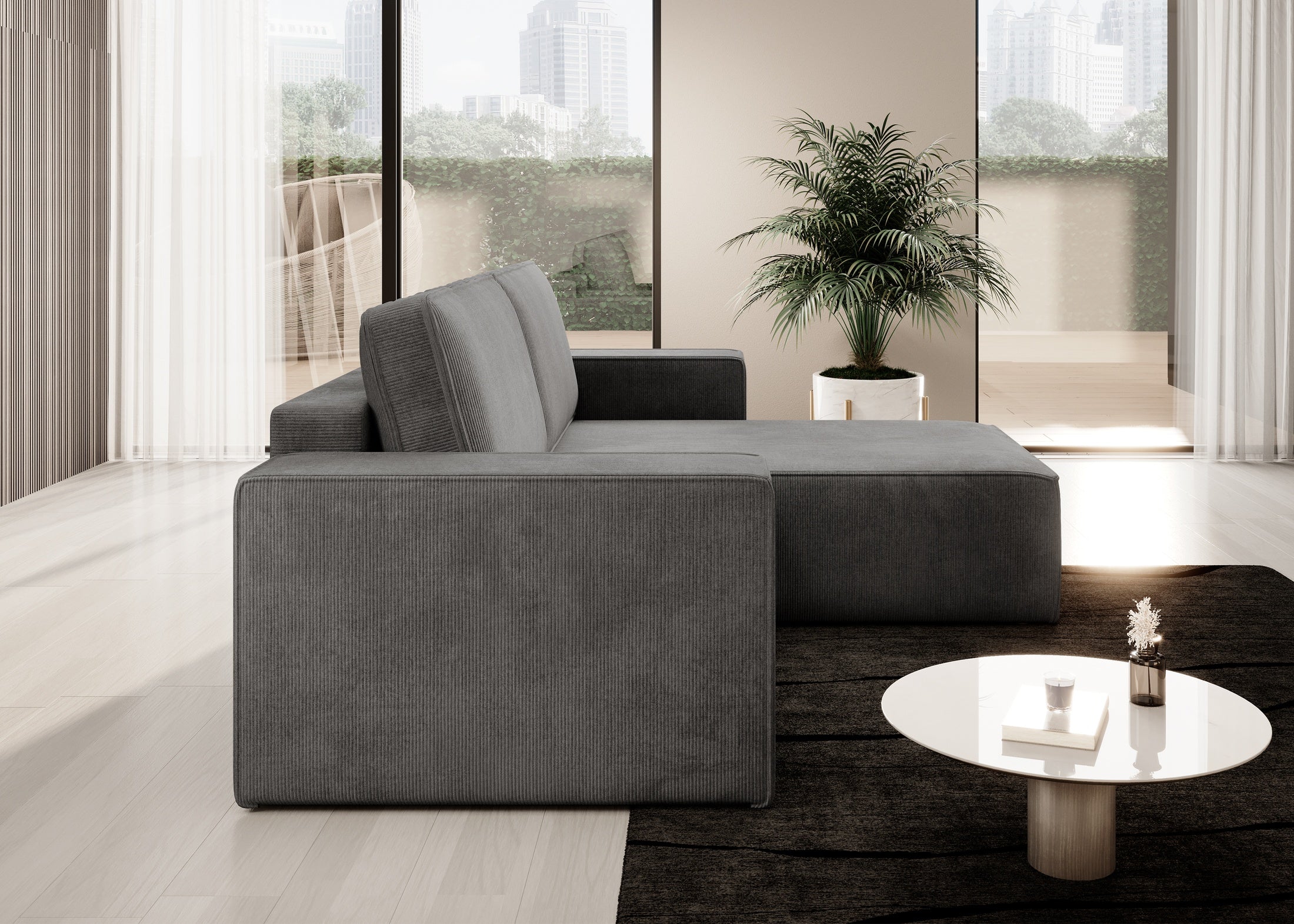 Lunari L-förmiges Ecksofa – mit Schlaffunktion und Bettkasten, Bezug aus Scala-Cord