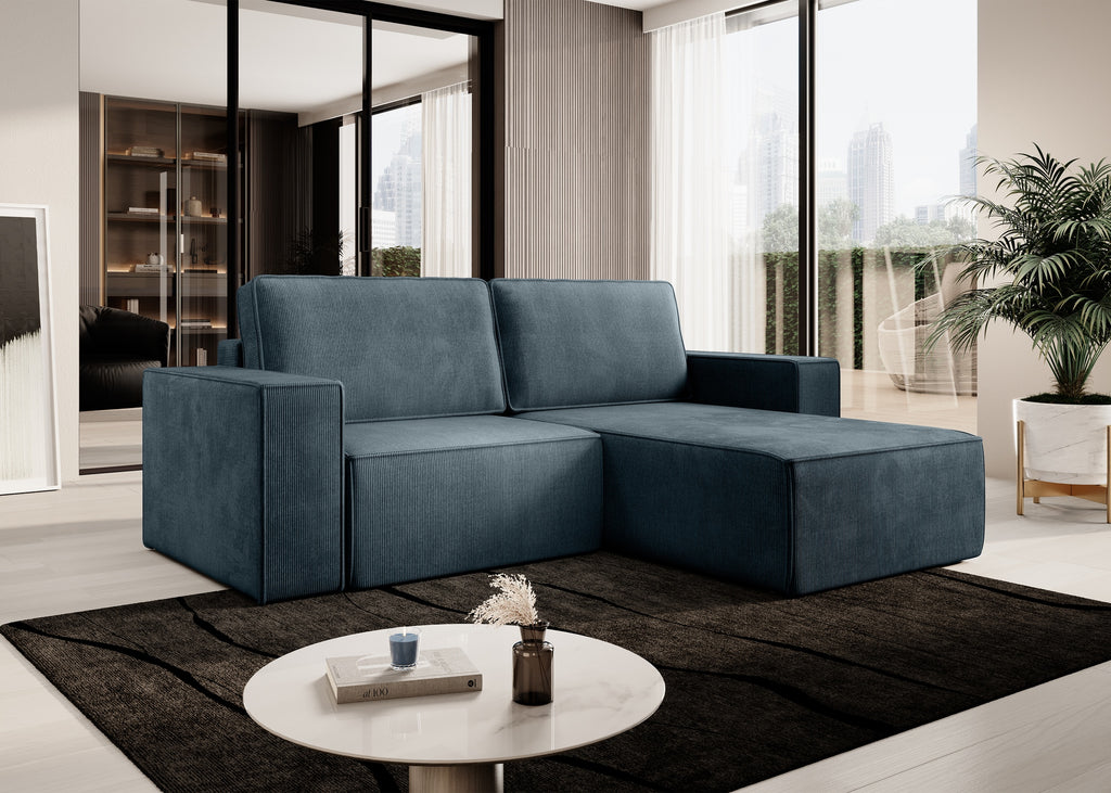 Lunari L-förmiges Ecksofa – mit Schlaffunktion und Bettkasten, Bezug aus Scala-Cord