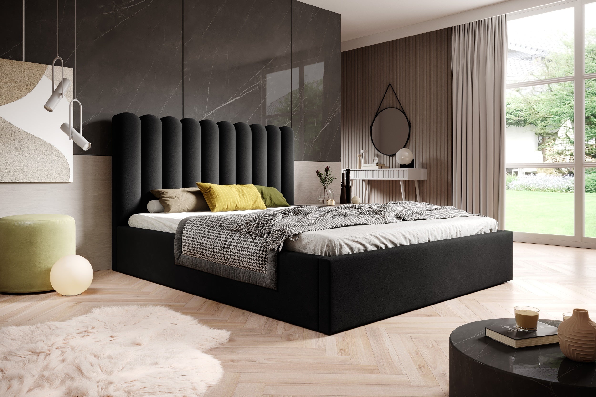 Polsterbett Lorica mit Bettkasten, Bezug aus wasserabweisendem Magic Velvet Veloursstoff.