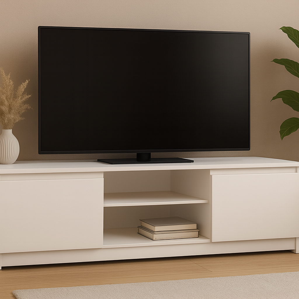 Bianca, moderner TV-Ständer, 120 cm, 2 Farben. Farbe: Weiß; Maße: 120/39/38