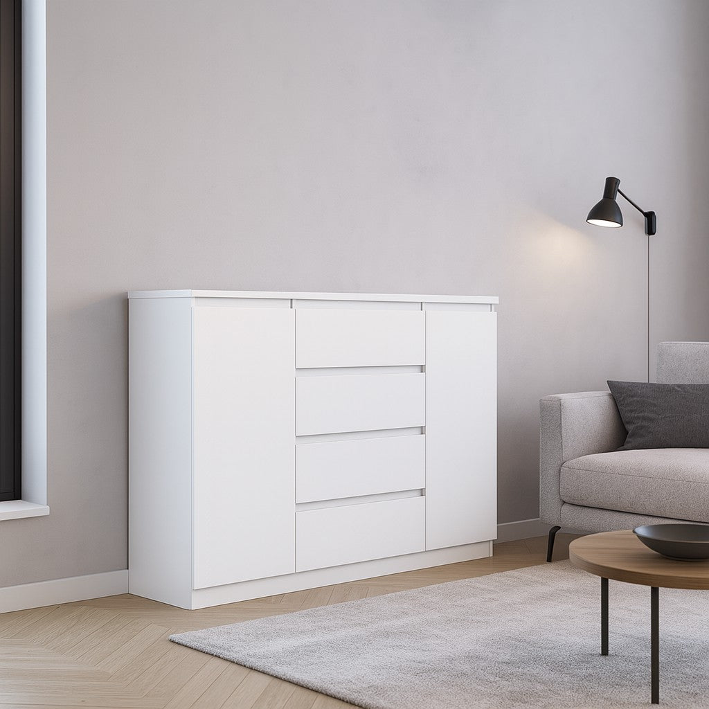 Rondo – stilvolle Kommode, 140 cm, erhältlich in 3 Farben. Farbe: Weiß