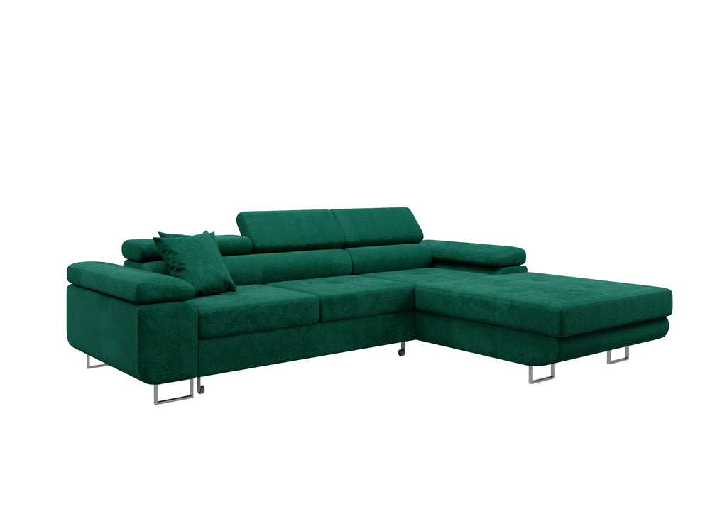 Volare L-förmiges Ecksofa mit Schlaffunktion und Stauraum, verstellbaren Kopfstützen, Monolith Velvet (Kopie)