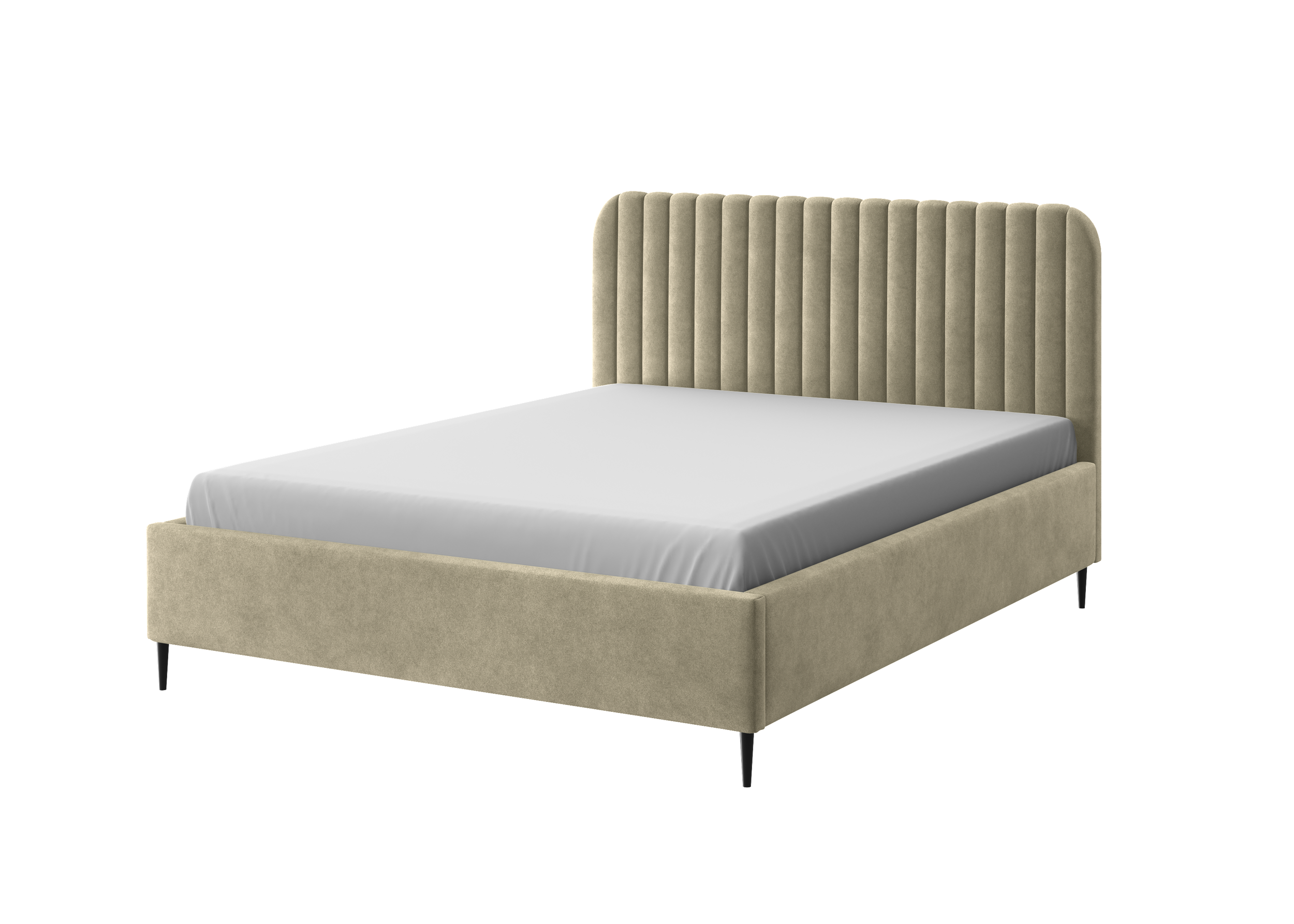 Polsterbett Makira, hellbeige, Riviera-Samtbezug, schwarze Beine