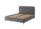 Polsterbett Makira, grau, Samtbezug, Riviera, schwarze Beine