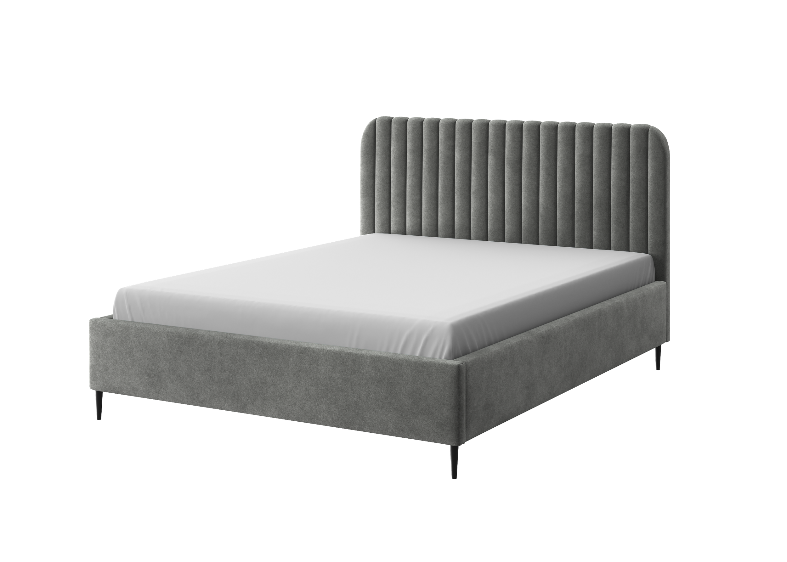 Polsterbett Makira, grau, Samtbezug, Riviera, schwarze Beine