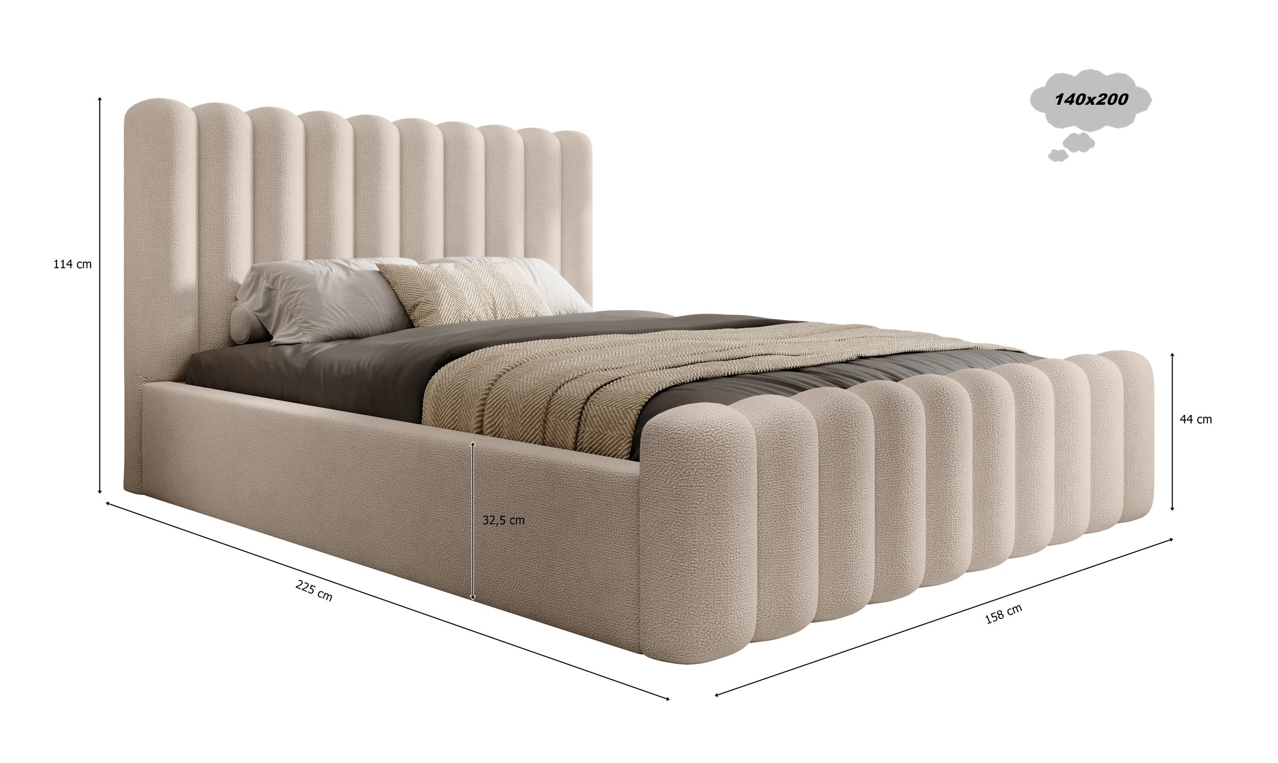 Mirena Polsterbett mit Bettkasten