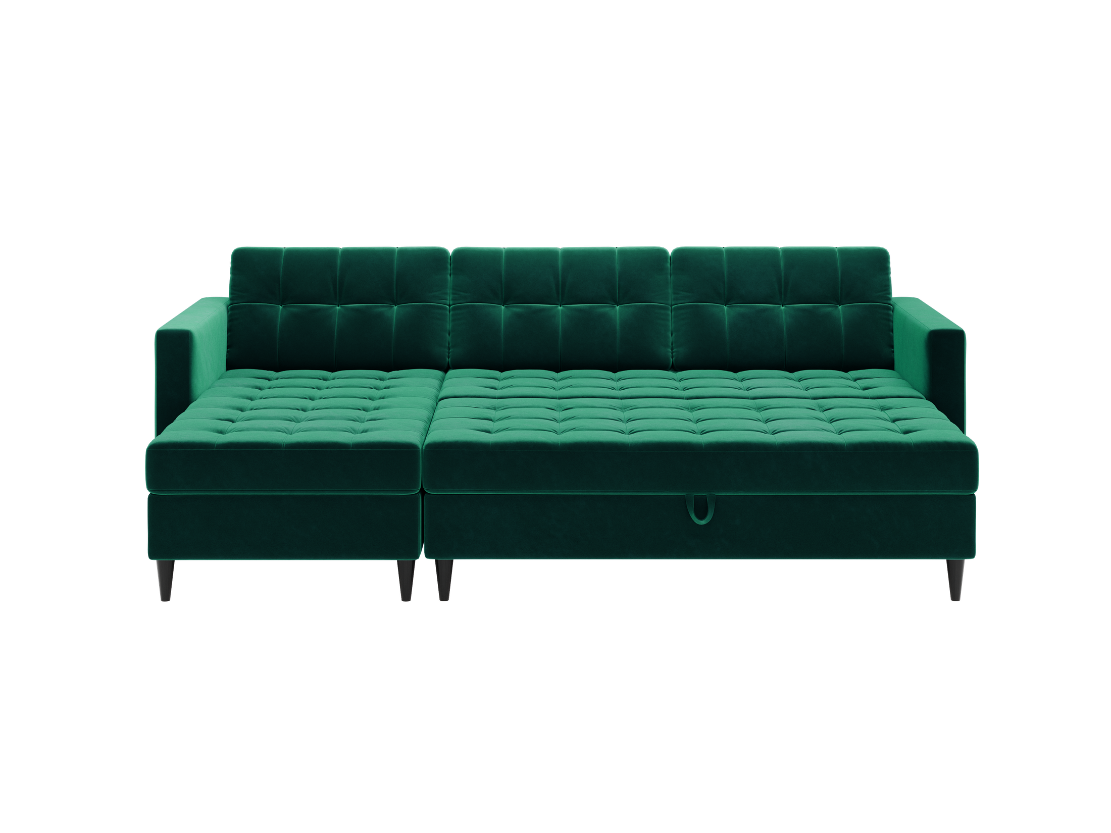 Norvik Ecksofa mit Hocker – L-förmiges skandinavisches Design mit Schlaffunktion und Stauraum, Bezug aus Monolith-Stoff, Samt