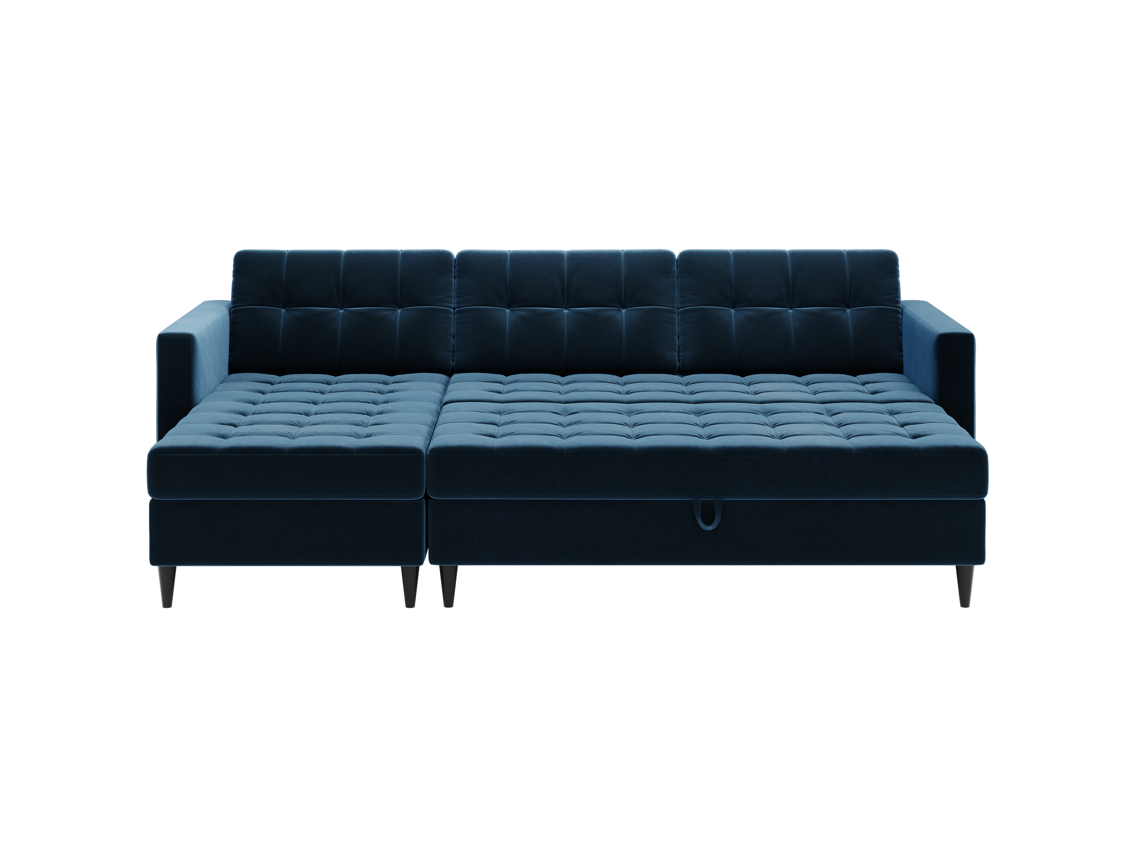 Norvik Ecksofa mit Hocker – L-förmiges skandinavisches Design mit Schlaffunktion und Stauraum, Bezug aus Monolith-Stoff, Samt