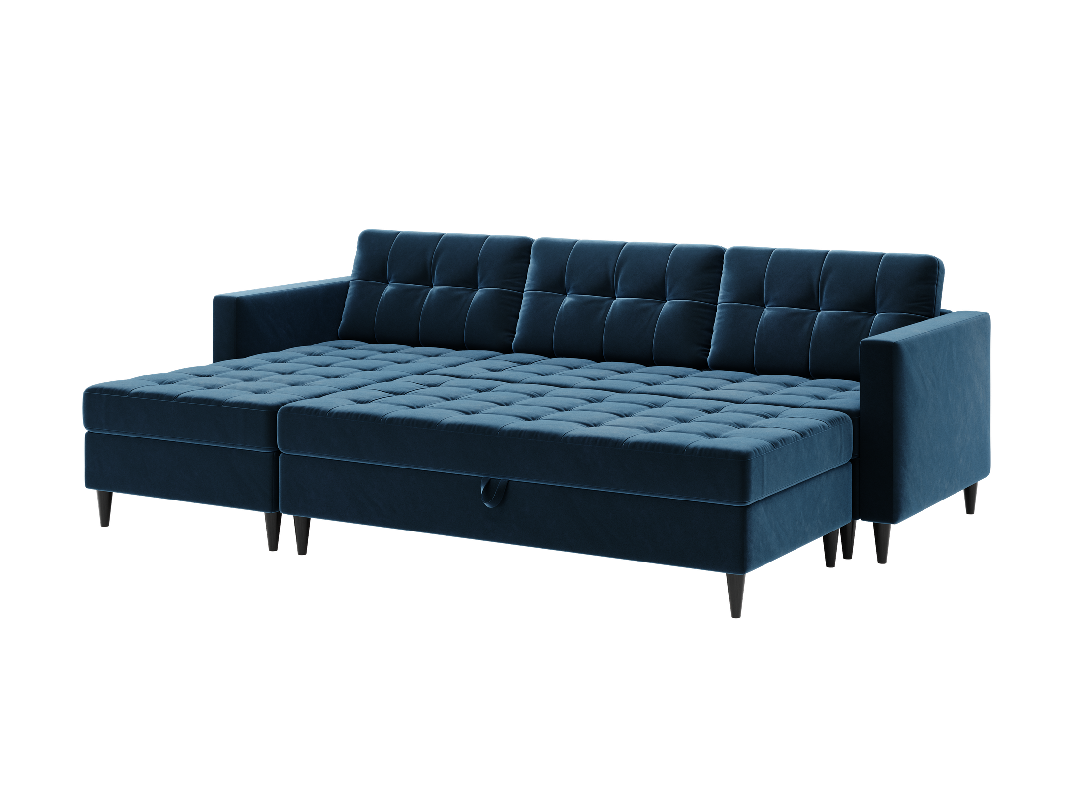 Norvik Ecksofa mit Hocker – L-förmiges skandinavisches Design mit Schlaffunktion und Stauraum, Bezug aus Monolith-Stoff, Samt