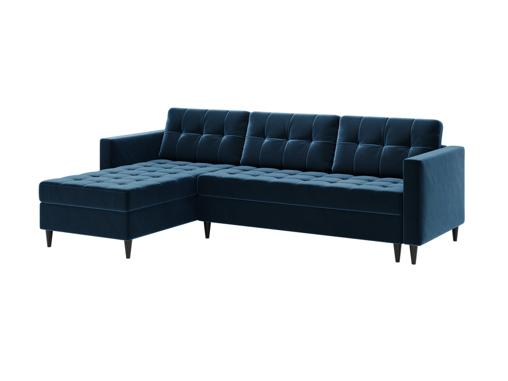 Norvik L-förmiges Ecksofa im skandinavischen Stil aus Monolith-Samtstoff