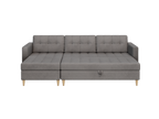 Norvik Ecksofa mit Hocker – L-förmiges skandinavisches Design mit Schlaffunktion und Stauraum, Abriamo Bouclé-Stoff