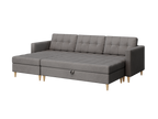 Norvik Ecksofa mit Hocker – L-förmiges skandinavisches Design mit Schlaffunktion und Stauraum, Abriamo Bouclé-Stoff