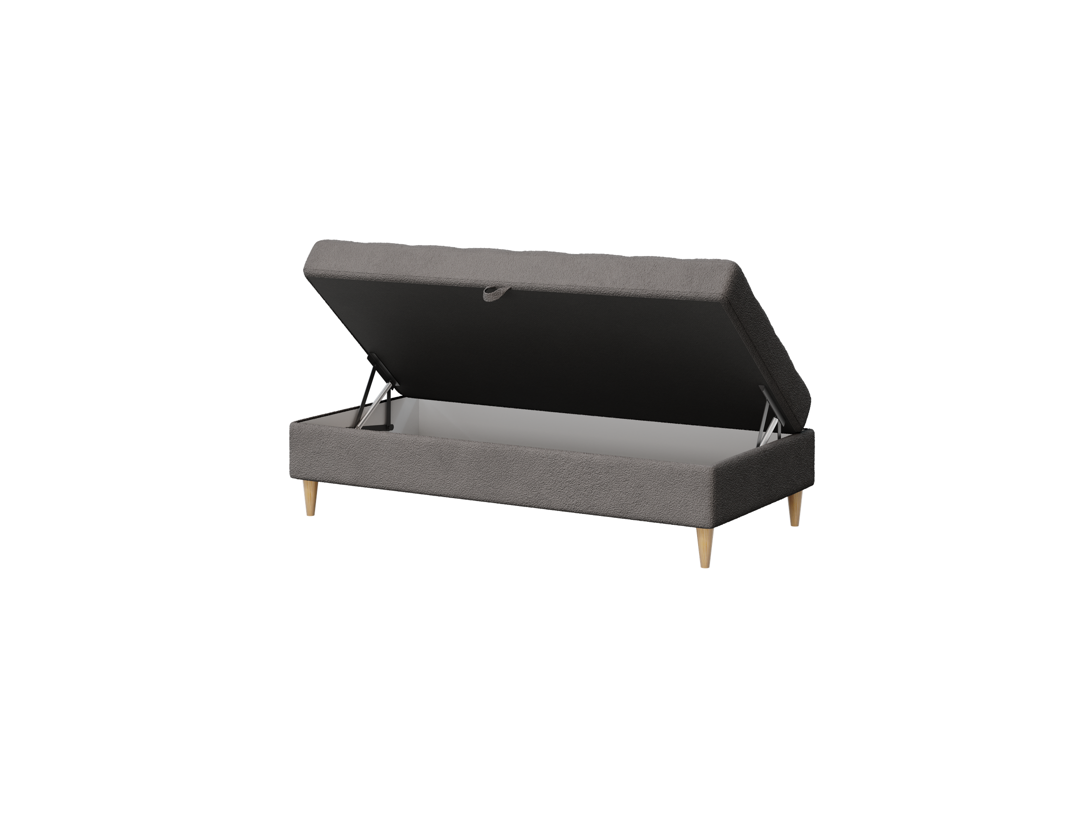 Norvik Ecksofa mit Hocker – L-förmiges skandinavisches Design mit Schlaffunktion und Stauraum, Abriamo Bouclé-Stoff