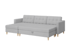 Norvik Ecksofa mit Hocker – L-förmiges skandinavisches Design mit Schlaffunktion und Stauraum, Abriamo Bouclé-Stoff